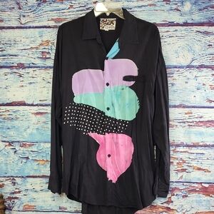 Colorful Vtg Modern Abstract Women's Top Size M